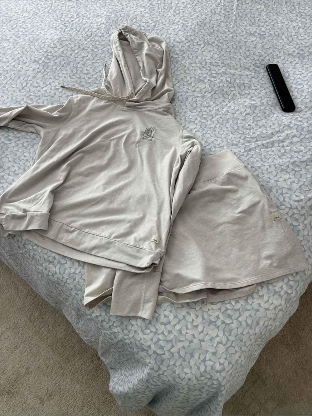 Vuori Light Gray Hoodie and Skirt Set
